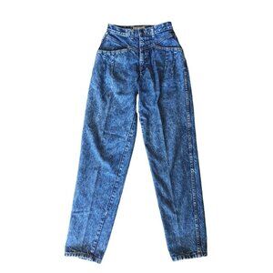 Vintage 80s Guess Acid Wash High Rise Straight Leg Denim Pleated Jeans